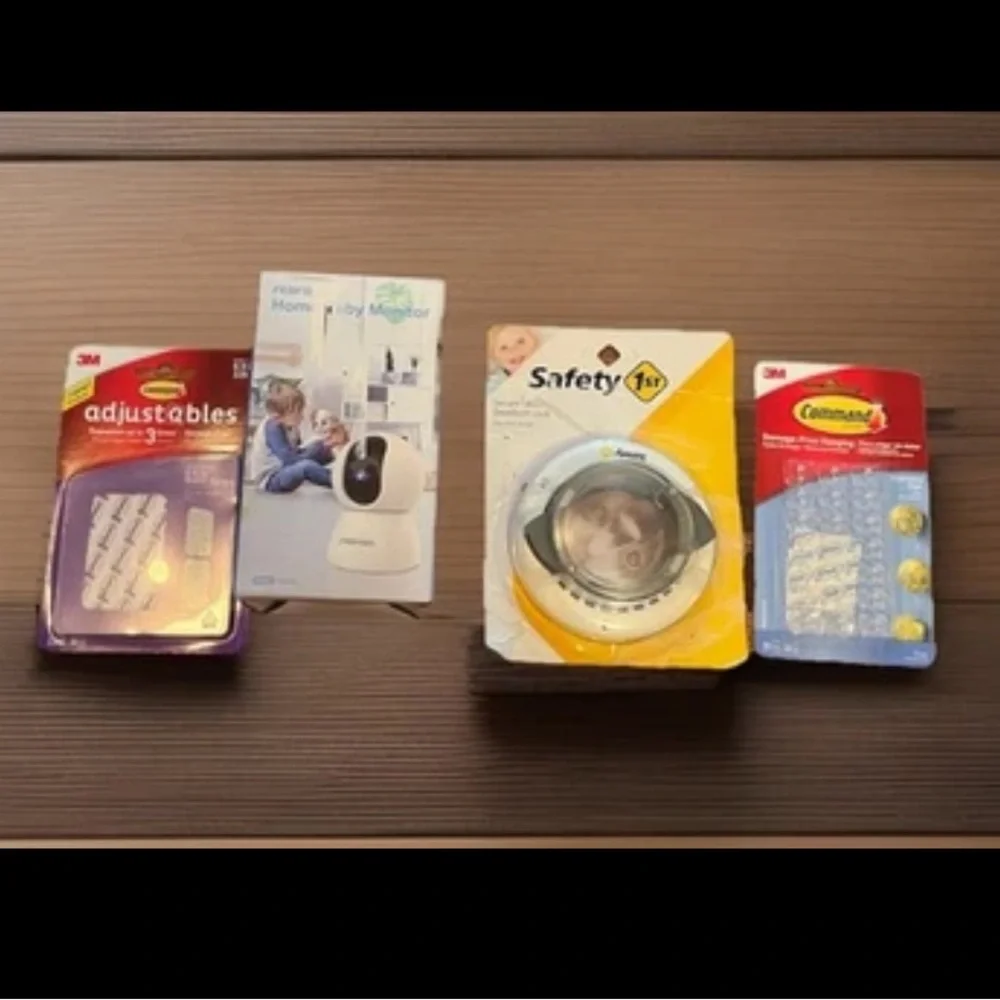 4 Pc Bundle Baby Camera/ Safty Dead Bolt Cover/ Mounting Tape & Hooks All New
